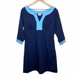eShakti A-Line 3/4 Sleeve Navy Blue Dress Size L